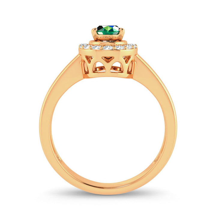 14K Yellow Gold Lab Diamond Womens Emerald Ring