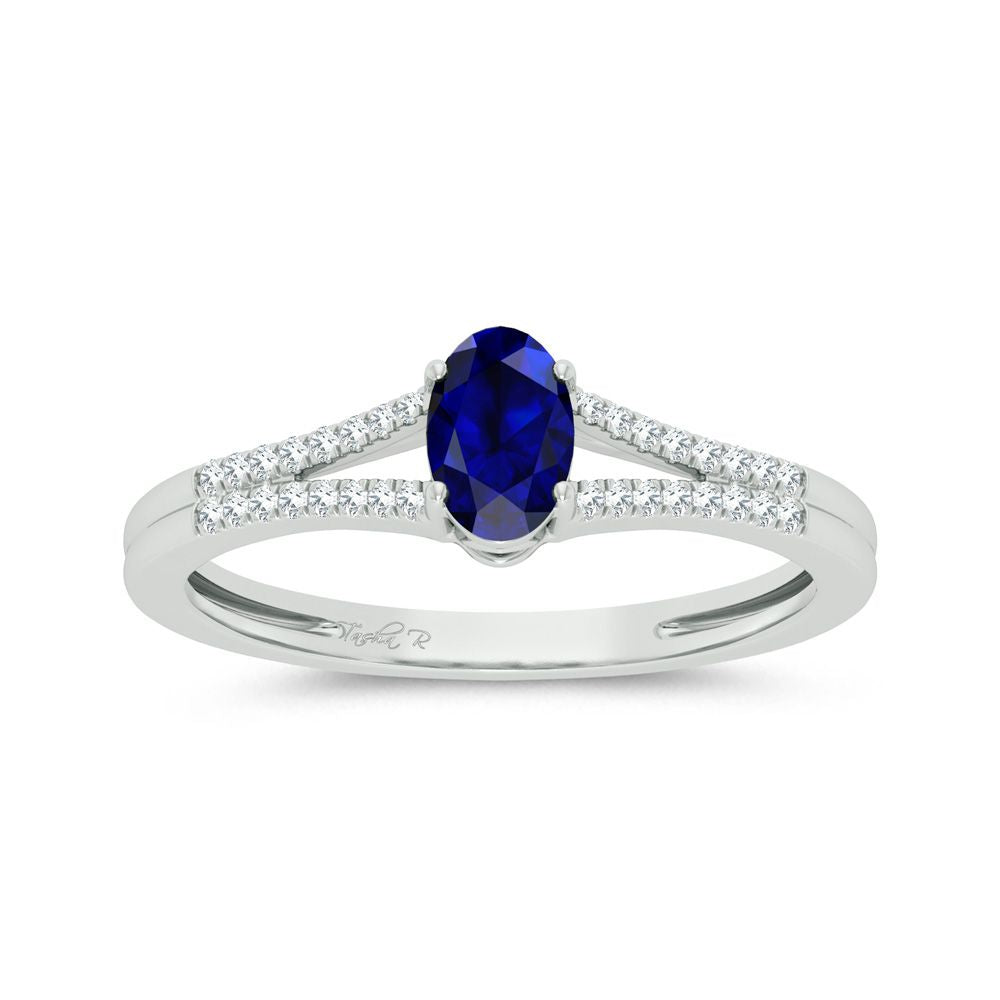 Luminous 14k White Gold Lab Diamond Womens Sapphire Ring