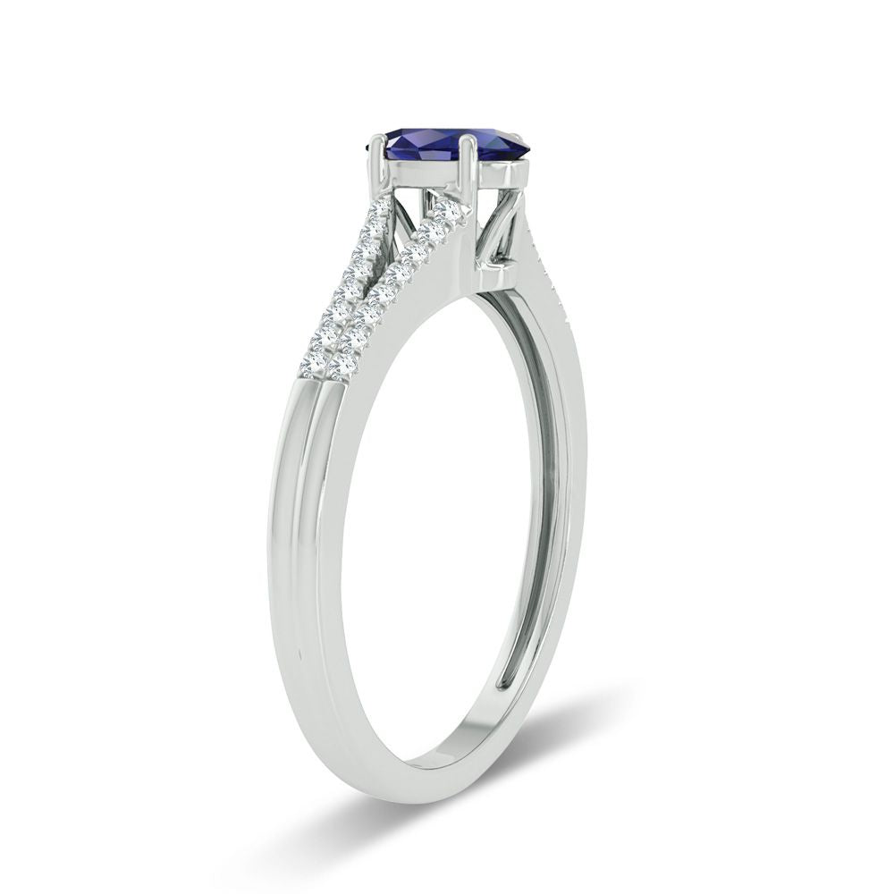 Luminous 14k White Gold Lab Diamond Womens Sapphire Ring
