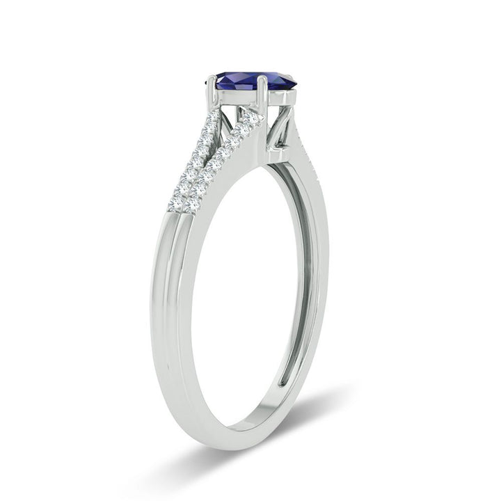 Luminous 14k White Gold Lab Diamond Womens Sapphire Ring
