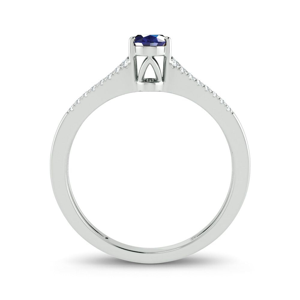 Luminous 14k White Gold Lab Diamond Womens Sapphire Ring