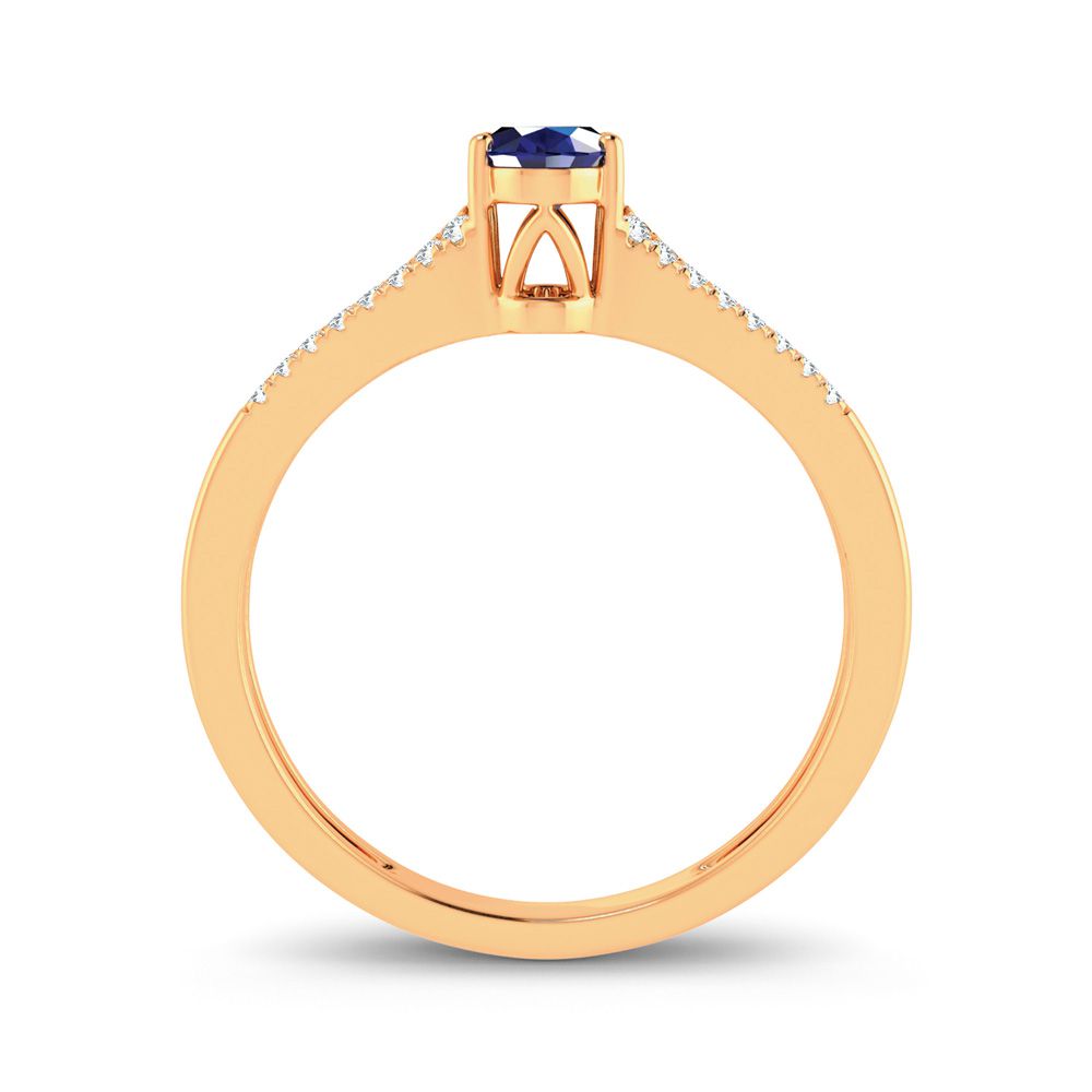 14K Yellow Gold Lab-Created Diamond Sapphire Elegance Ring