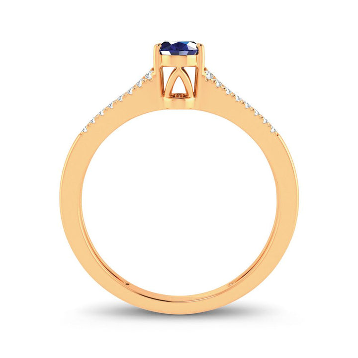 14K Yellow Gold Lab-Created Diamond Sapphire Elegance Ring