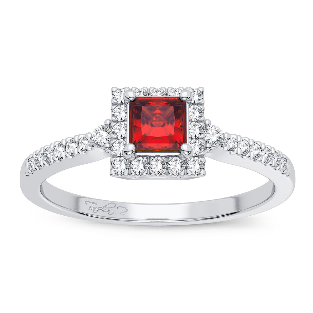14k White Gold Lab-Created Diamond Womens Cocktail Ring