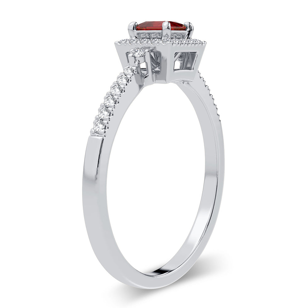 14k White Gold Lab-Created Diamond Womens Cocktail Ring