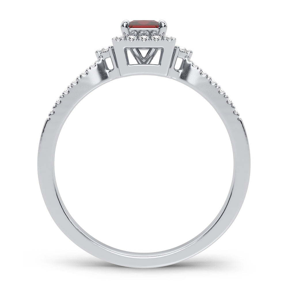 14k White Gold Lab-Created Diamond Womens Cocktail Ring