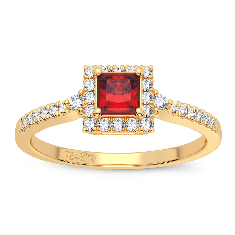 14k Yellow Gold Lab-Created Diamond Womens Ring