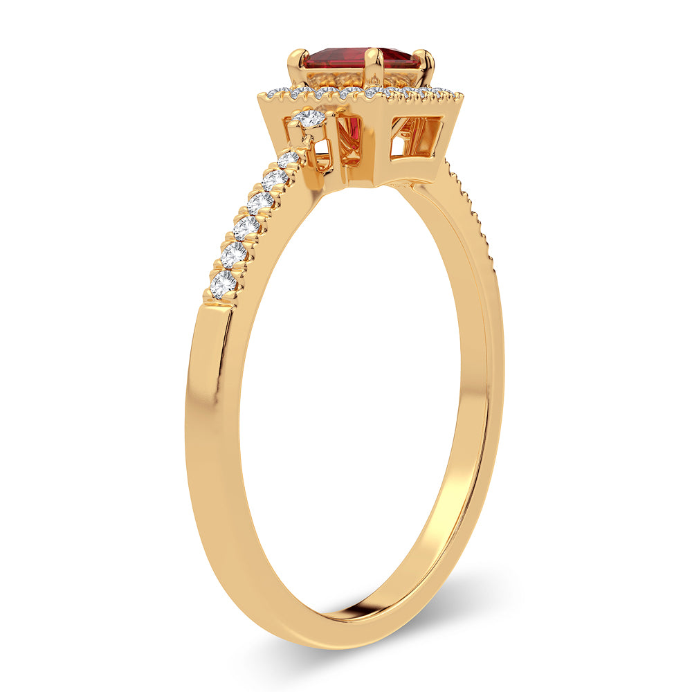 14k Yellow Gold Lab-Created Diamond Womens Ring