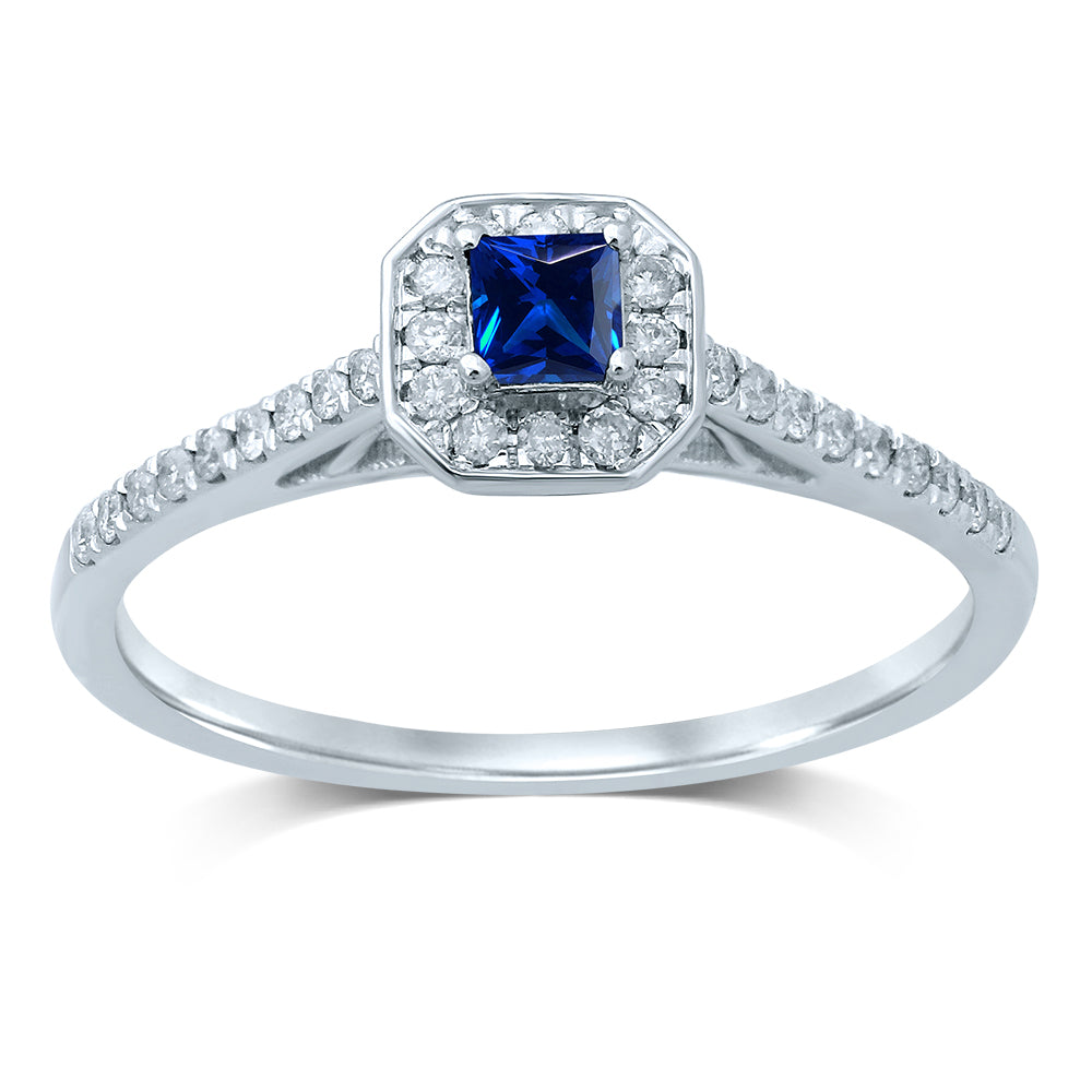 14k White Gold Lab-Created Diamond Womens Cocktail Ring