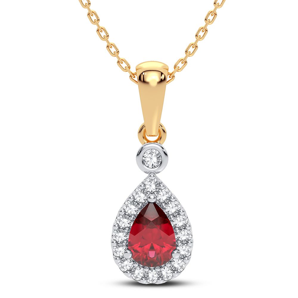 14K Yellow Gold 0.10CT Diamond Ruby Pendant