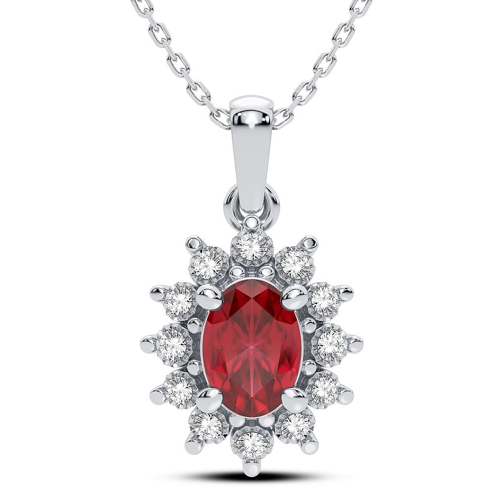 Exquisite 14K 0.05CT Diamond Ruby Pendant