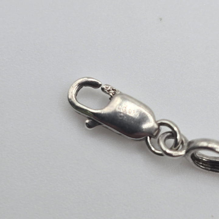 925 Sterling Silver Blue Stone Infinity Link Bracelet 7.5" 4.8g