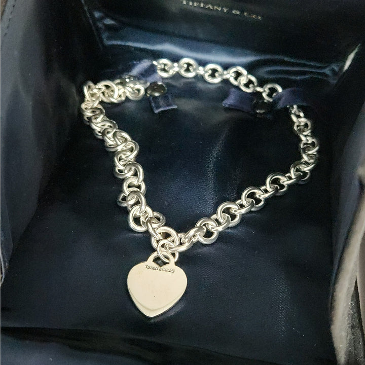 Authentic Tiffany &  Co Sterling Silver Heart Tag Necklace
