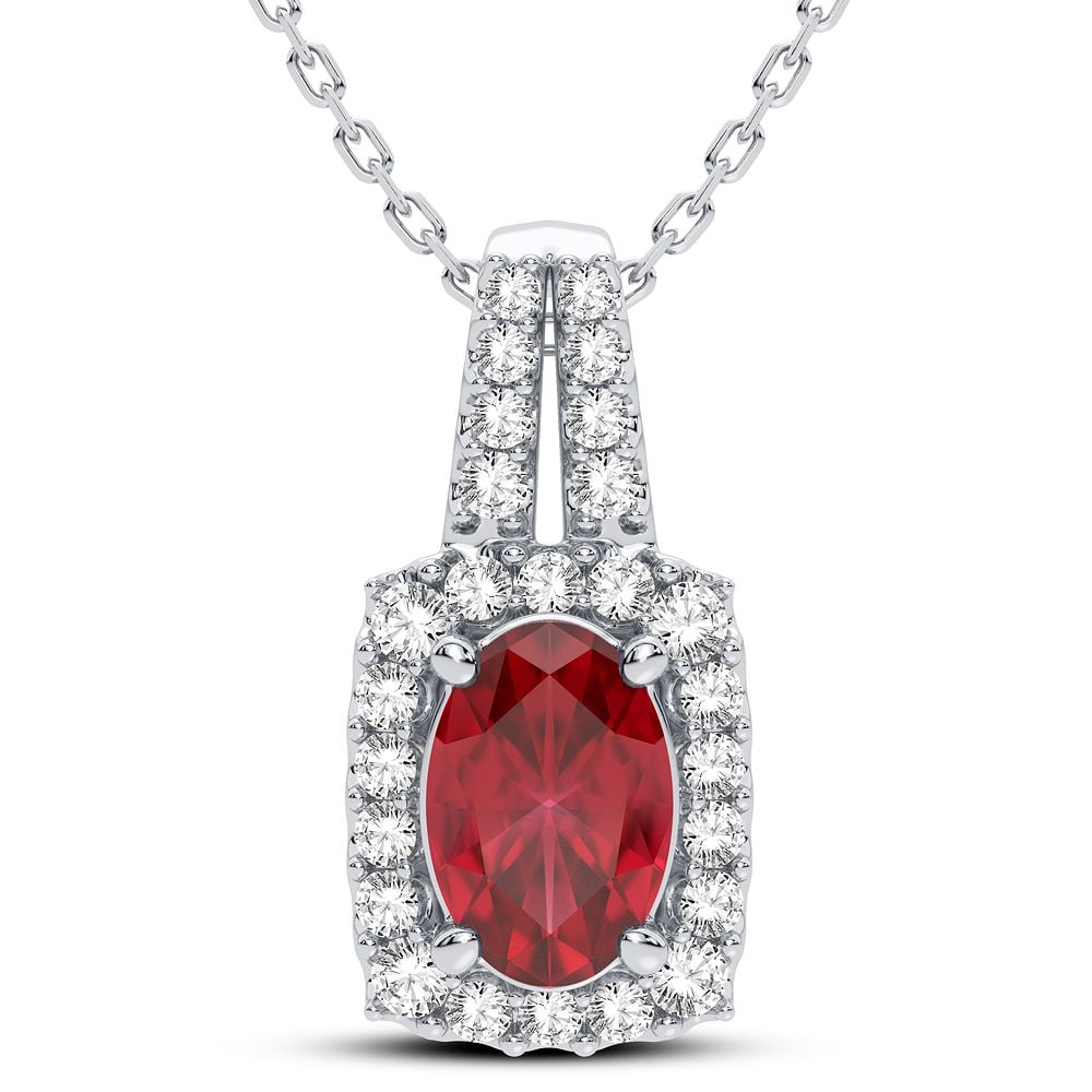 Dazzling 14K 0.26CT Diamond Ruby Pendant