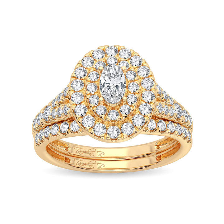 Radiant 14k Yellow Gold 1CT Lab Diamond Bridal Ring