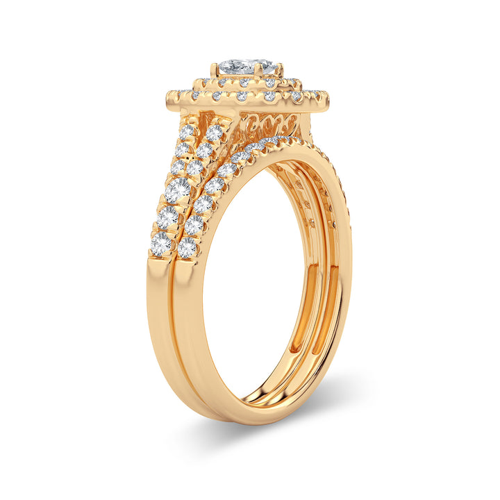 Radiant 14k Yellow Gold 1CT Lab Diamond Bridal Ring