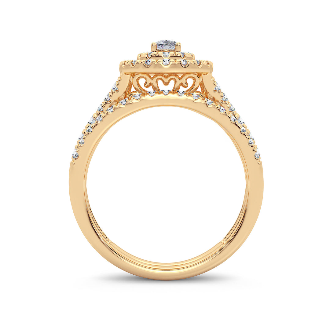 Radiant 14k Yellow Gold 1CT Lab Diamond Bridal Ring