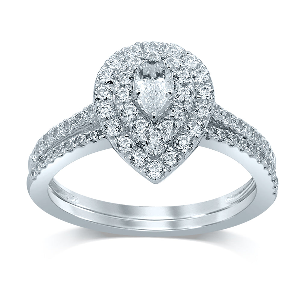 Brilliant 14k White Gold 1CT Lab Diamond Engagement Ring