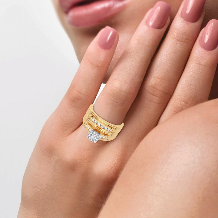 14k Yellow Gold 0.75CT Lab Diamond Bridal Trio Set