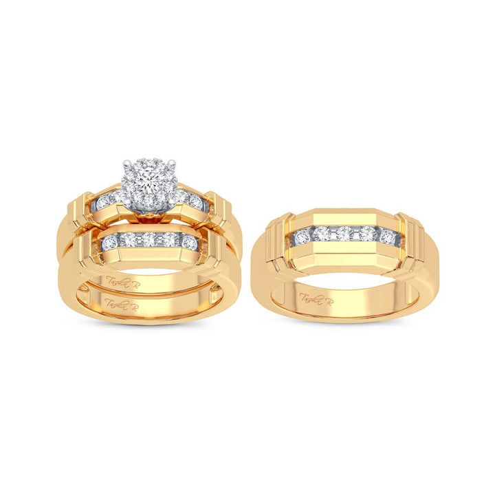 14k White Gold Lab Diamond Trio Set - Timeless Elegance