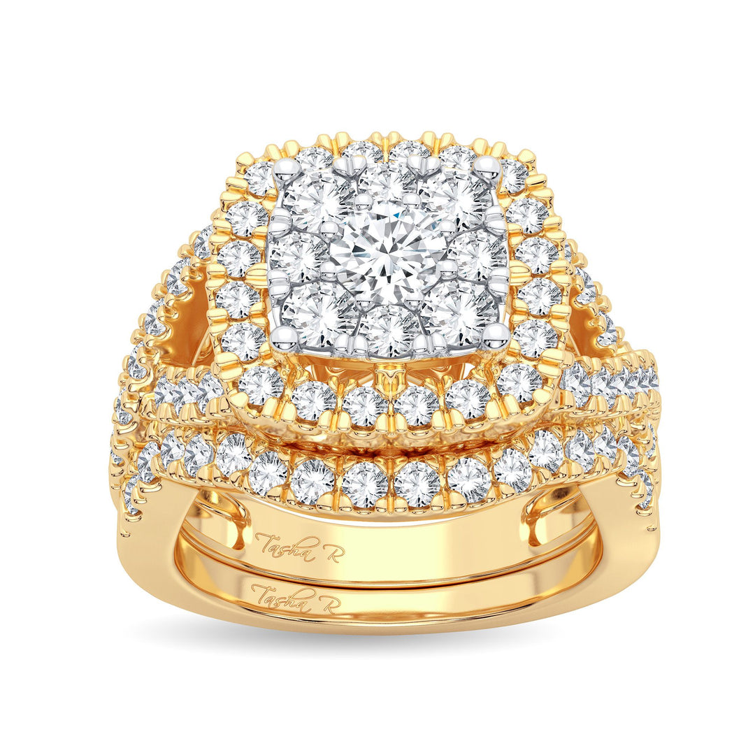 14K Yellow Gold 2CT Lab Diamond Bridal Ring Set