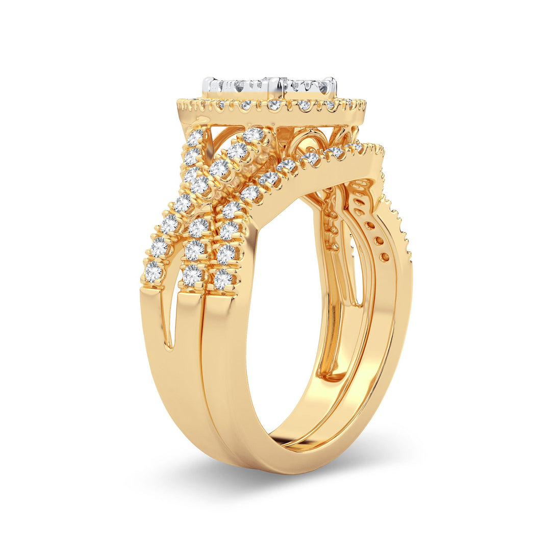 14K Yellow Gold Lab Diamond Bridal Ring - 1CT Brilliance
