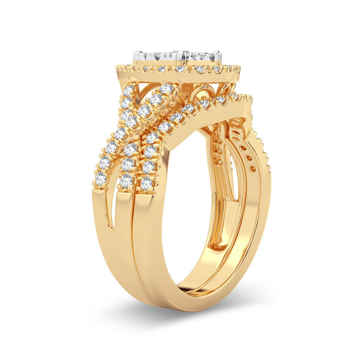14K Yellow Gold Lab Diamond Bridal Ring - 1CT Brilliance