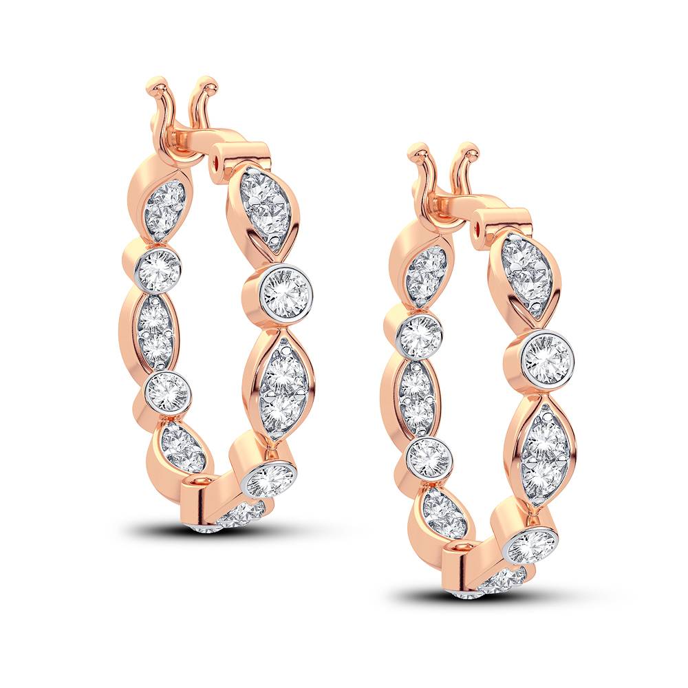 Rose Gold Sparkle: 14k 0.50CT Diamond Hoop Earrings for Women