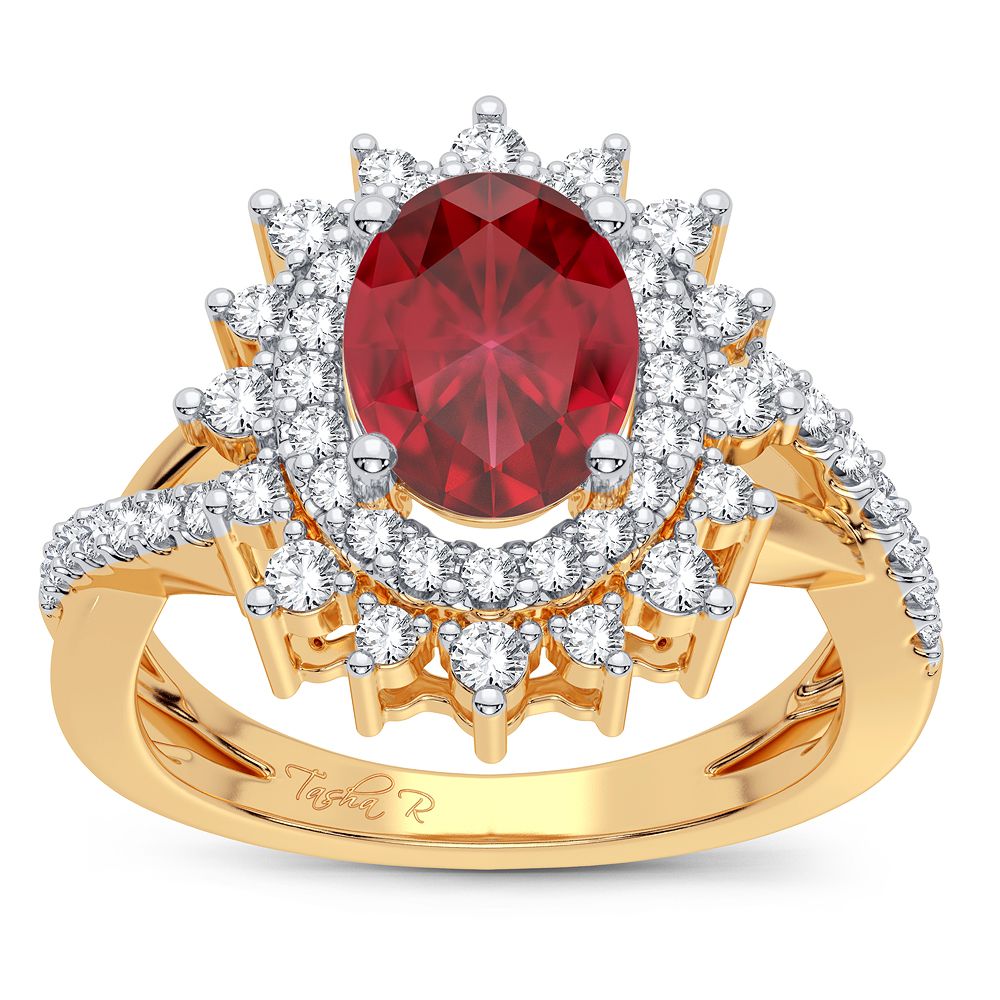 Elegant 14K 0.70CT Diamond Ruby Ring