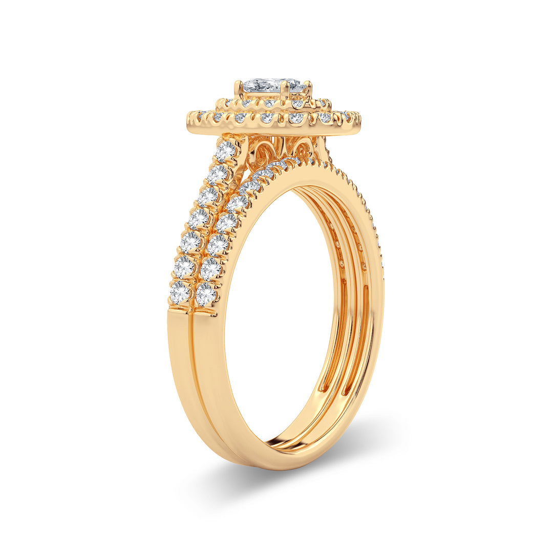 Radiant 14k Yellow Gold 1CT Lab Diamond Bridal Ring