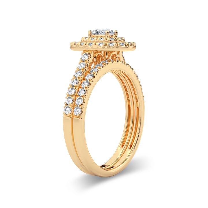 Radiant 14k Yellow Gold 1CT Lab Diamond Bridal Ring