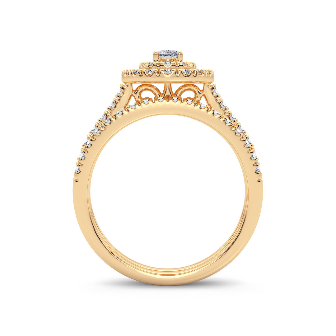 Radiant 14k Yellow Gold 1CT Lab Diamond Bridal Ring