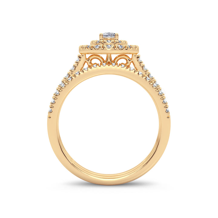 Radiant 14k Yellow Gold 1CT Lab Diamond Bridal Ring