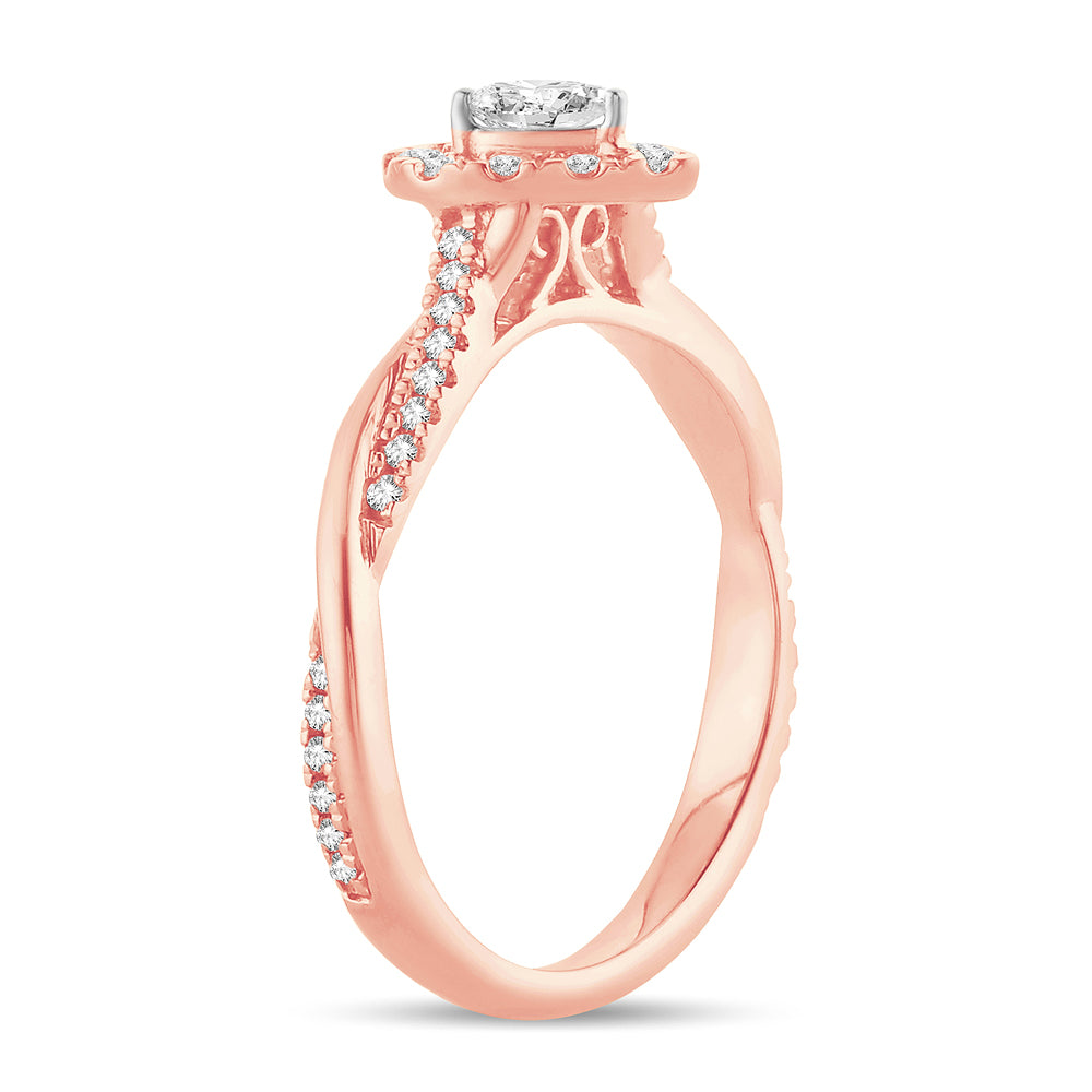 Romantic 14k Rose Gold Lab Diamond Engagement Ring (0.50CT)