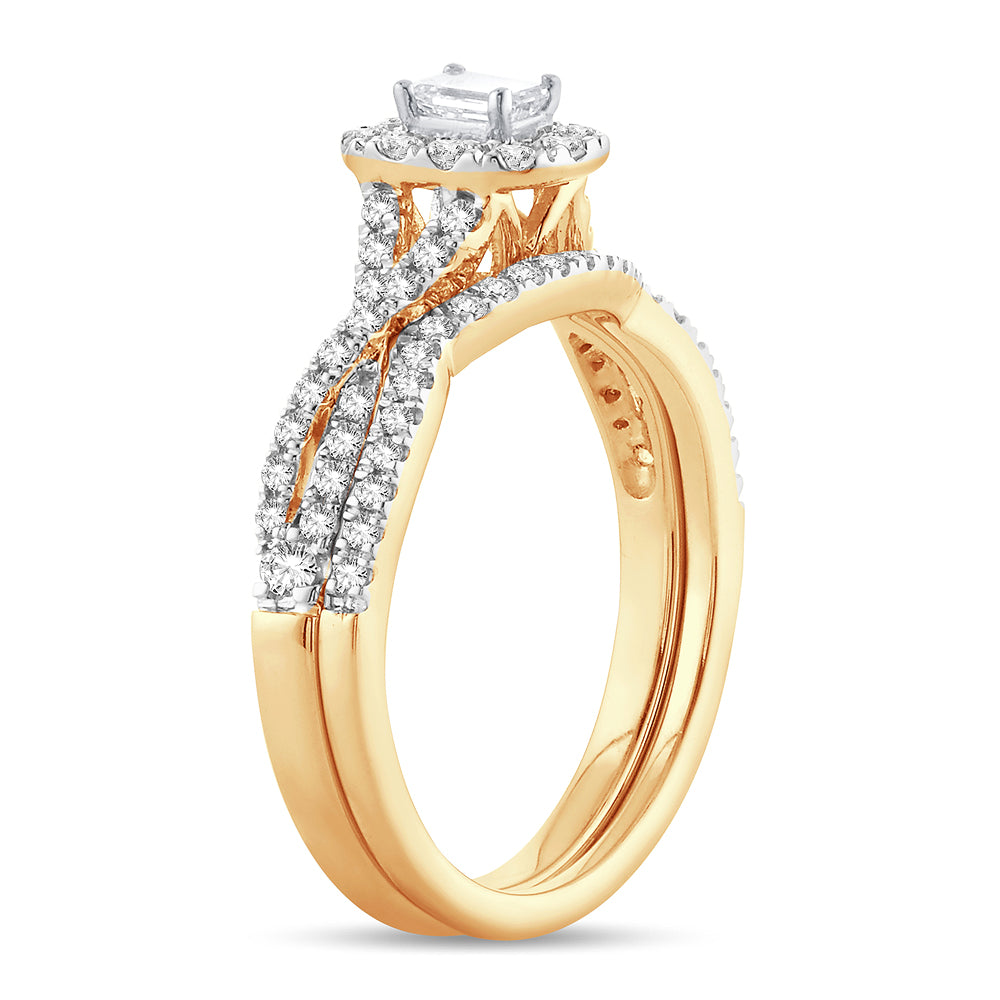 14K Yellow Gold Lab Diamond Bridal Ring (0.75CT Brilliance)