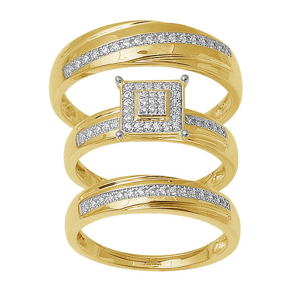 10k Yellow Gold Lab Diamond Trio Set - Timeless Elegance