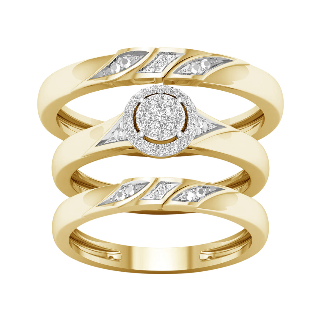 10k Yellow Gold Lab Diamond Trio Wedding Ring Set for Her