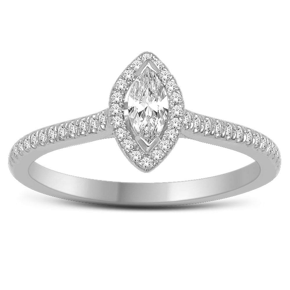 14K White Gold 0.33CT Lab Diamond Womens Engagement Ring