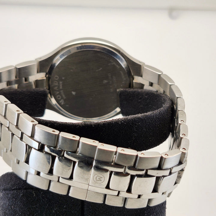 Movado Museum Sapphire Crystal Steel Link Bracelet Watch ref 01.1.14.1085
