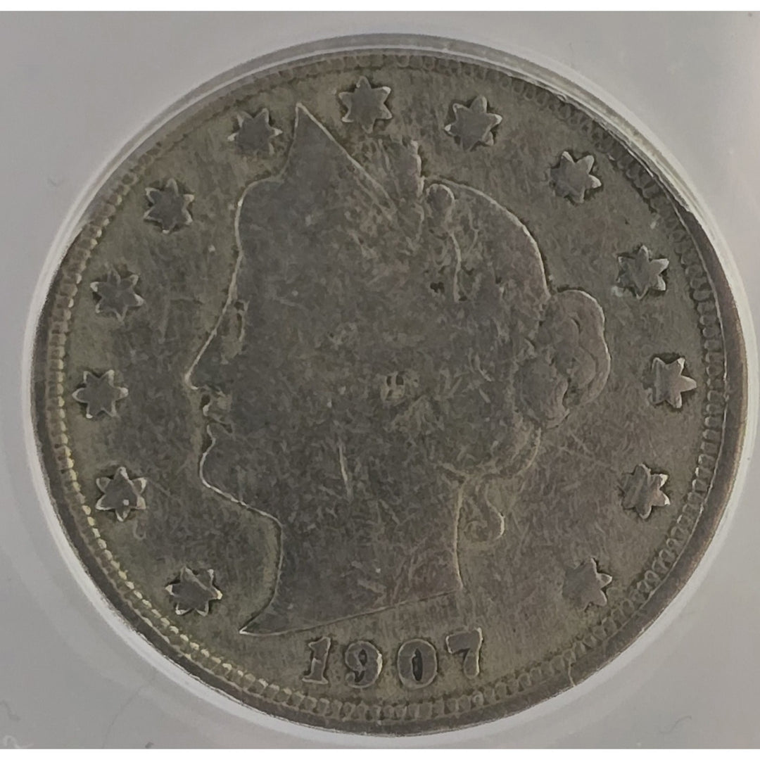 1907 .05 ANACS VG8 Liberty Nickel, V Nickel, 5 Cent Piece Free Shipping