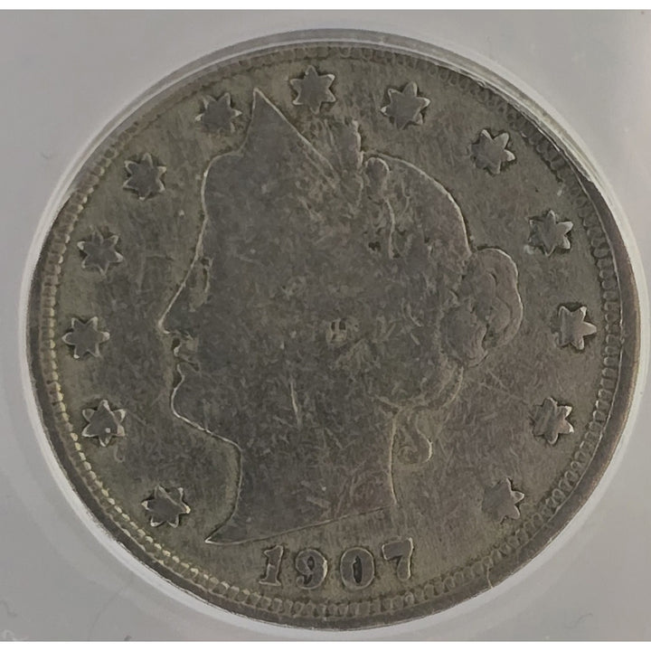 1907 .05 ANACS VG8 Liberty Nickel, V Nickel, 5 Cent Piece Free Shipping