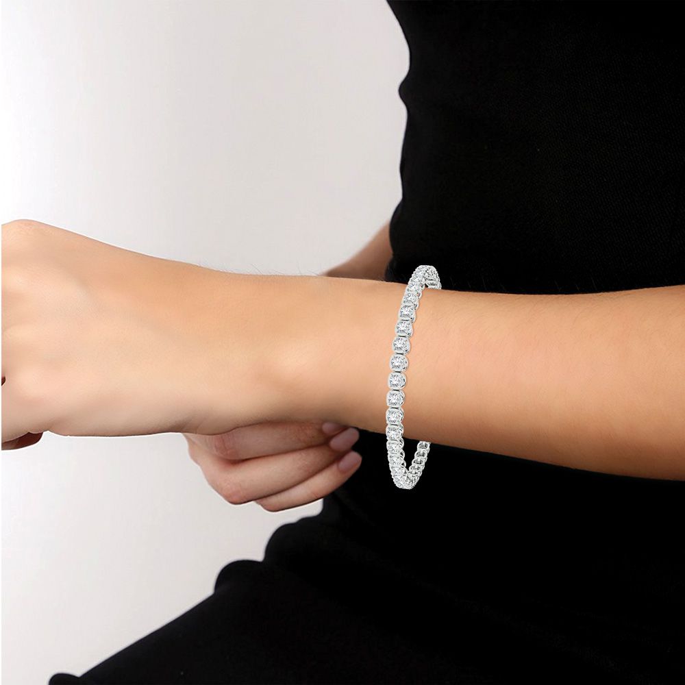Luminous 14k White Gold 3ct Lab Diamond Womens Bracelet