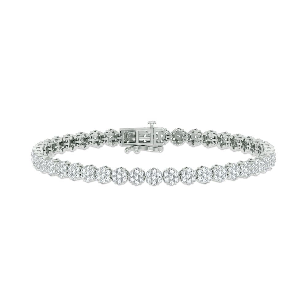 14k White Gold 4ct Lab Diamond Womens Tennis Bracelet