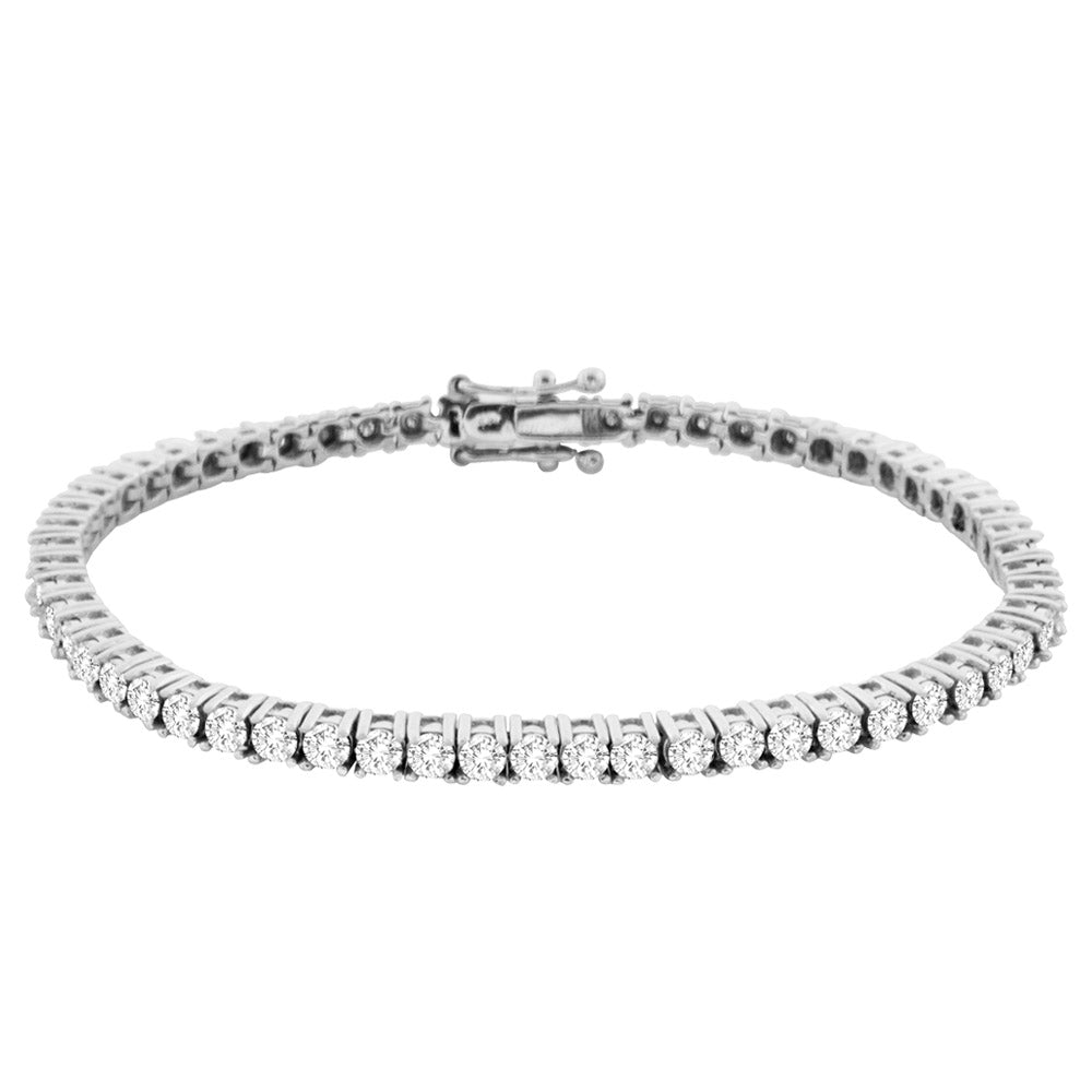Luminous 14k White Gold 3CT Lab Diamond Womens Tennis Bracelet