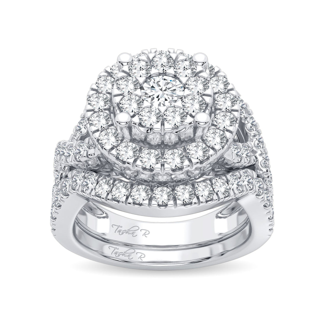 14k White Gold 1.9CT Lab Diamond Bridal Ring Set