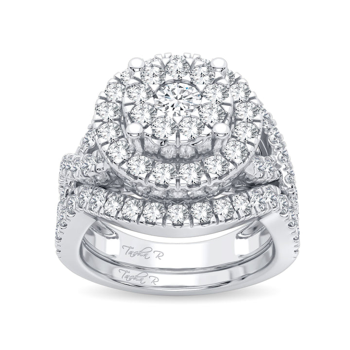 14k White Gold 1.9CT Lab Diamond Bridal Ring Set
