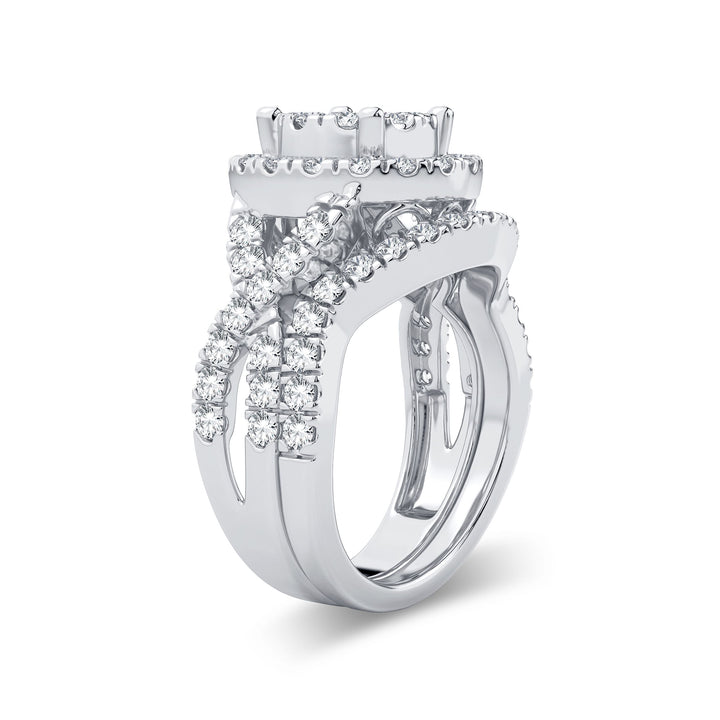 14k White Gold 1.9CT Lab Diamond Bridal Ring Set