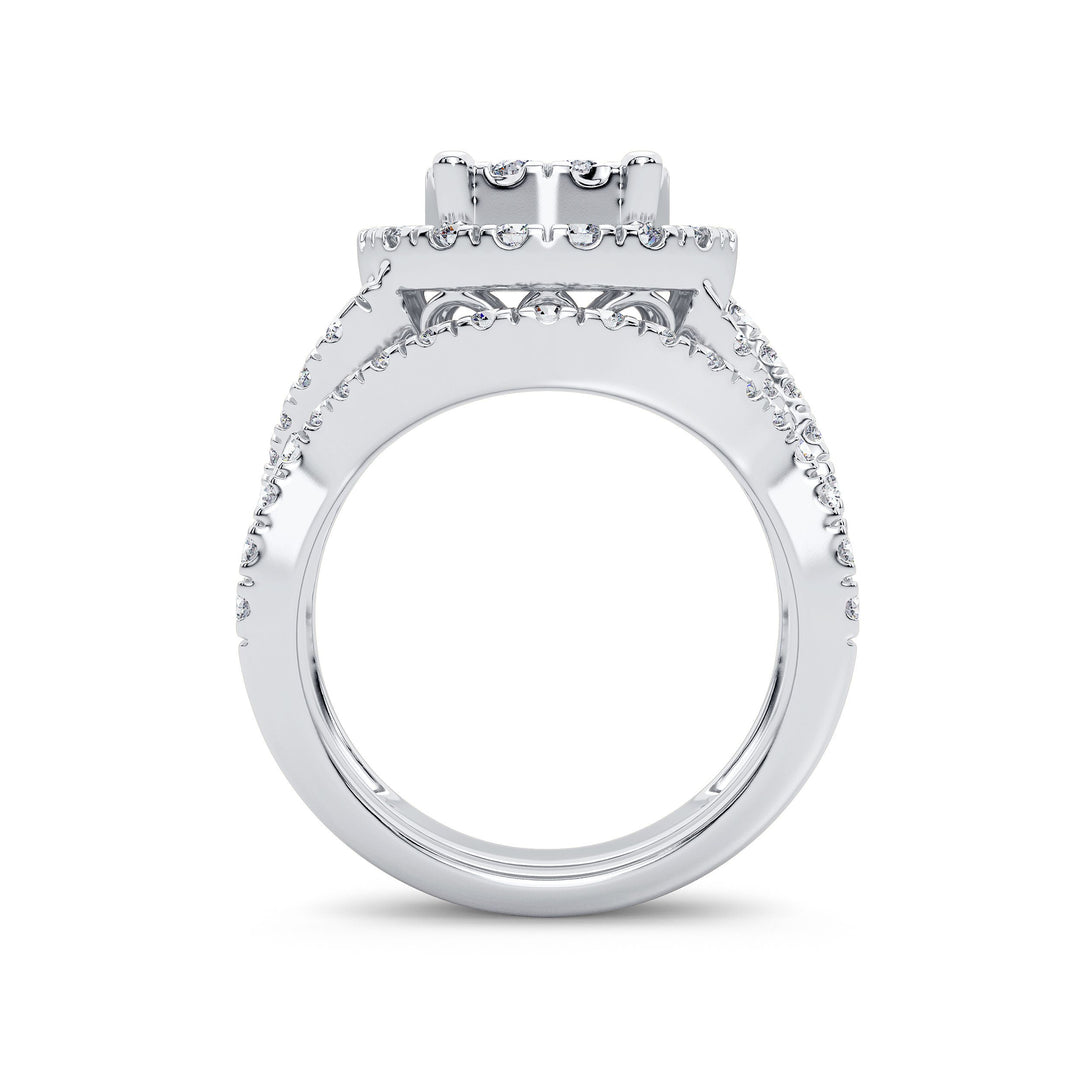 14k White Gold 1.9CT Lab Diamond Bridal Ring Set