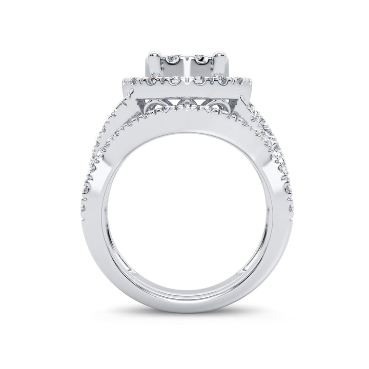14k White Gold 1.9CT Lab Diamond Bridal Ring Set