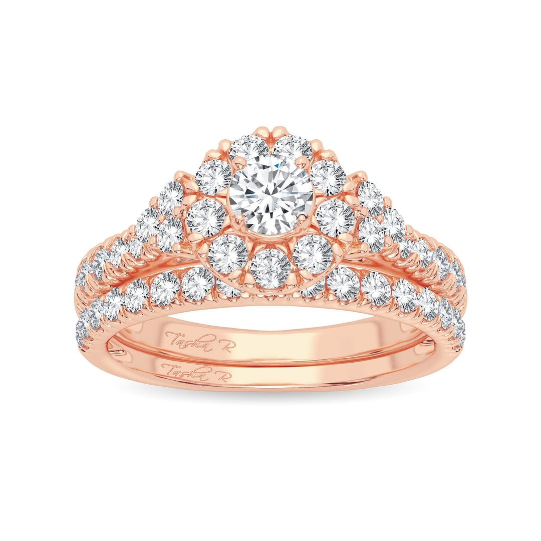 14K Rose Gold 1.00ct Diamond Bridal Ring